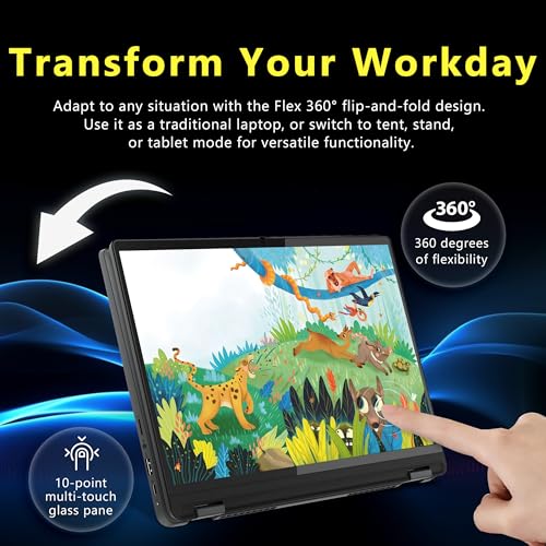 Image of Lenovo Flex 5i Chromebook Plus 14 inch WUXGA Touchscreen 2-in-1 Laptop, Intel Core i5-1334U, 8GB LPDDR4x, 416GB Storage (256GB SSD&160GB Docking Station), Backlit Keyboard, FHD Camera, Chrome OS, Gray