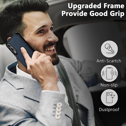 Image of Luxury Premium Vegan PU Leather TPU Case Cover Compatible with Samsung Galaxy S25 Edge 5G (2025) (Leather Blue)