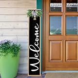 SRSZHIYUE Welcome Cursive Sign for Front Porch Standing 45'X9' Tall Large Vertical Leaner Wood Framed Outdoor Wall Decor (Wood Black)