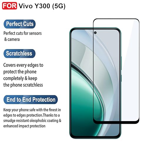 Image of CEDO Tempered Glass for Vivo Y300 (5G) | Screen Protector Full HD Quality Tempered Glass Anti-Scratch Edge to Edge Coverage with Easy Installation Kit (Black)