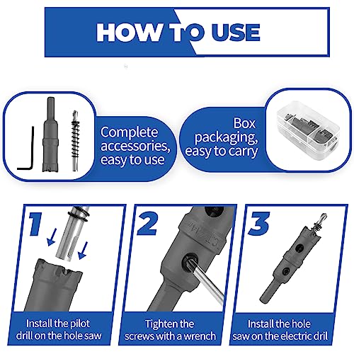Cjueiom 14mm / 9/16 Inch Carbide Hole Saw, TCT Carbide Metal Hole Cutter, Heavy Duty Hole Saw for Stainless Steel Sheet Metal - Image 3