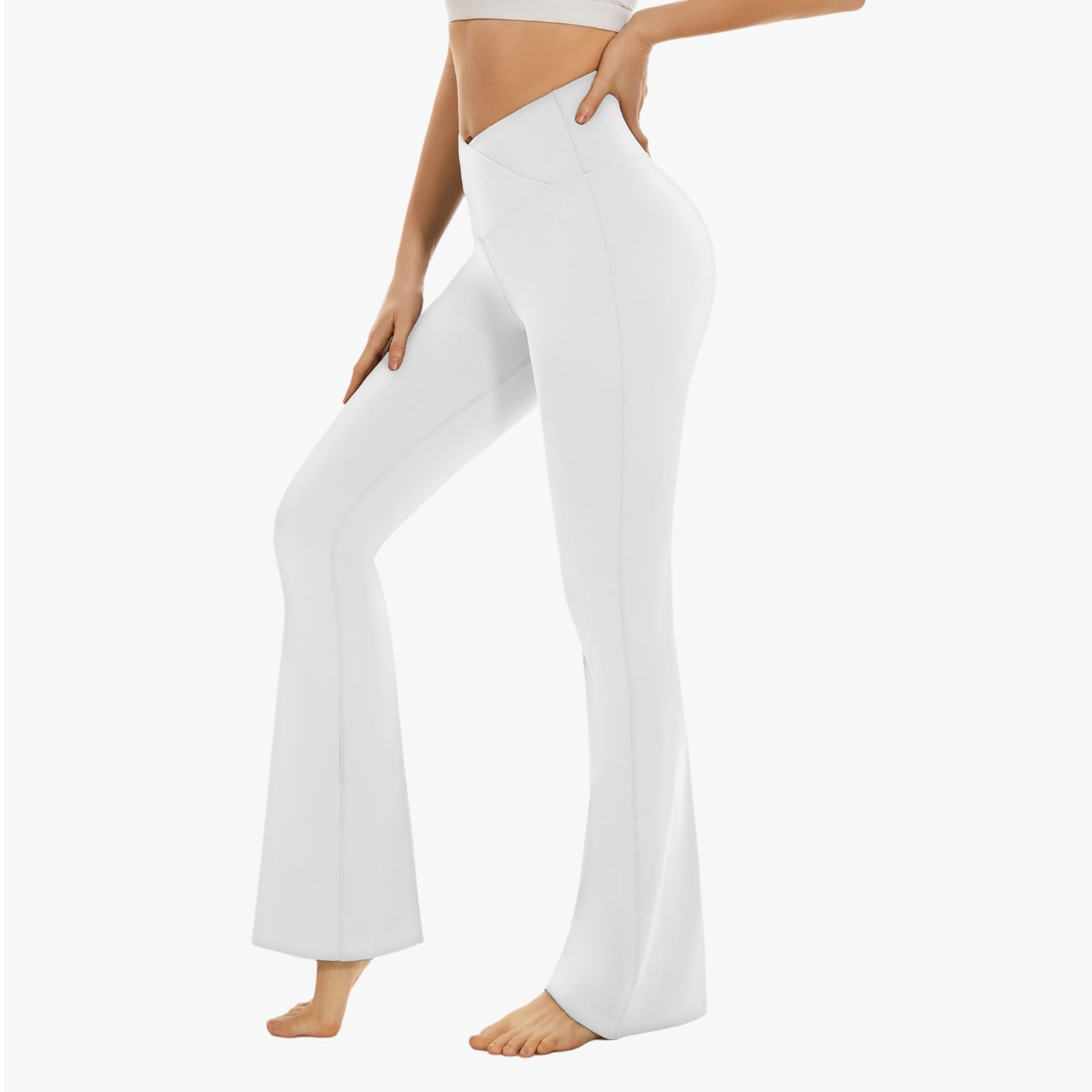 Pantalon de yoga pour femme - Pantalon évasé - Taille croisée - Opaque - Pantalon de sport - Pantalon de jogging - Pantalon de jazz - Pantalon de fitness