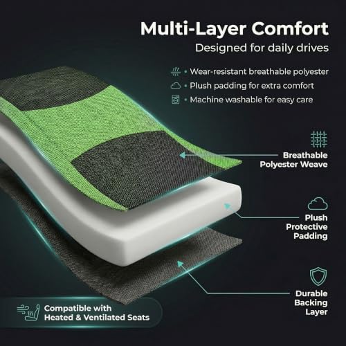 Image of FH Group Car Seat Covers Rear Set Cloth - Universal Fit Automotive Seat Covers, Low Back Front Seat Covers, Solid Back Seat Cover, Washable Car Seat Cover for SUV, Sedan and Van Green