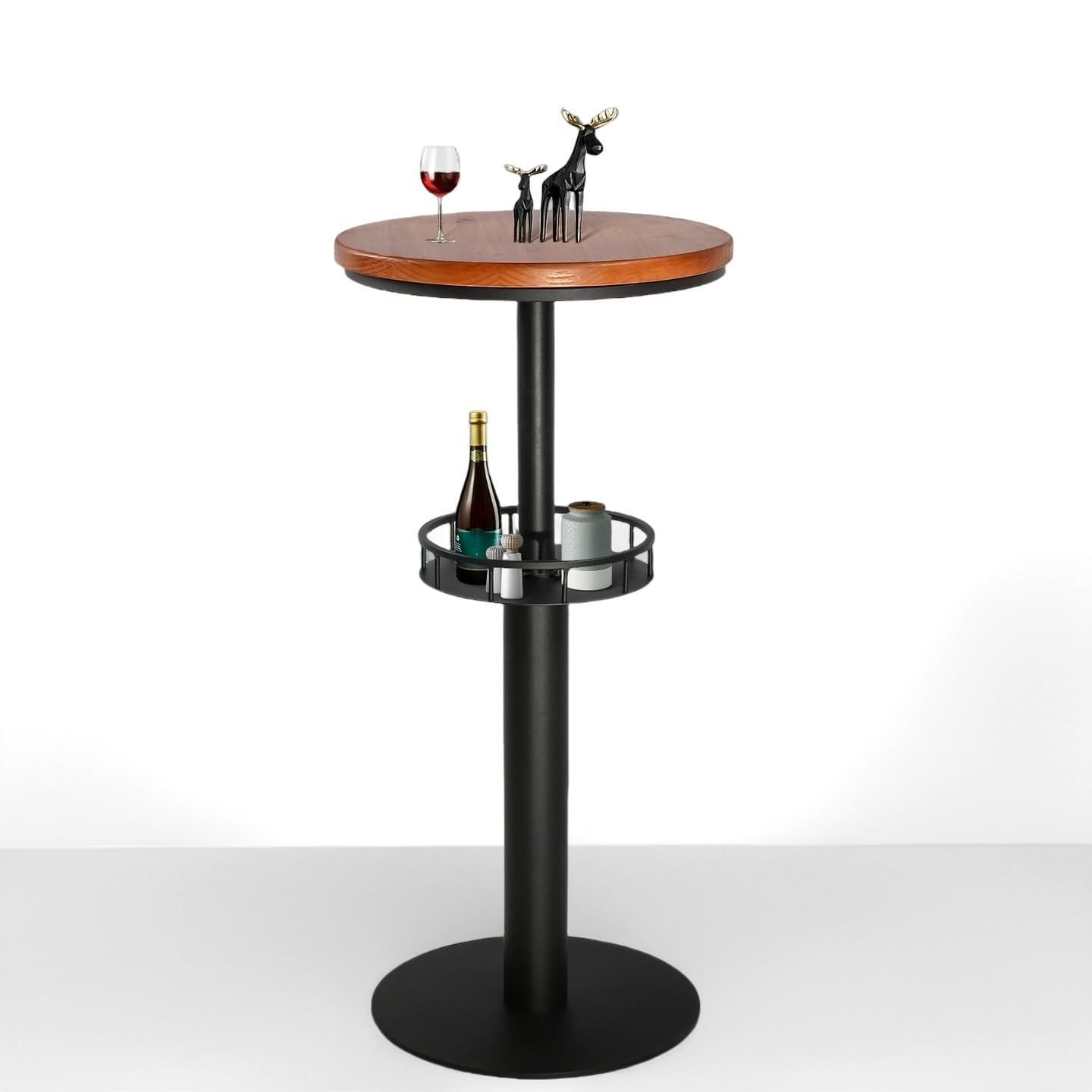 41inch Vintage Bar Table Industrial Pub Table with Metal Shelf for Storage Farmhouse Bistro Tables Wooden Top Cocktail Table for Home Office Cafe