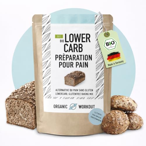 Préparation pour pain bio lower carb – seulement 2,2 g de glucides / 100 g – sans gluten & végane – 350 g | Organic Workout