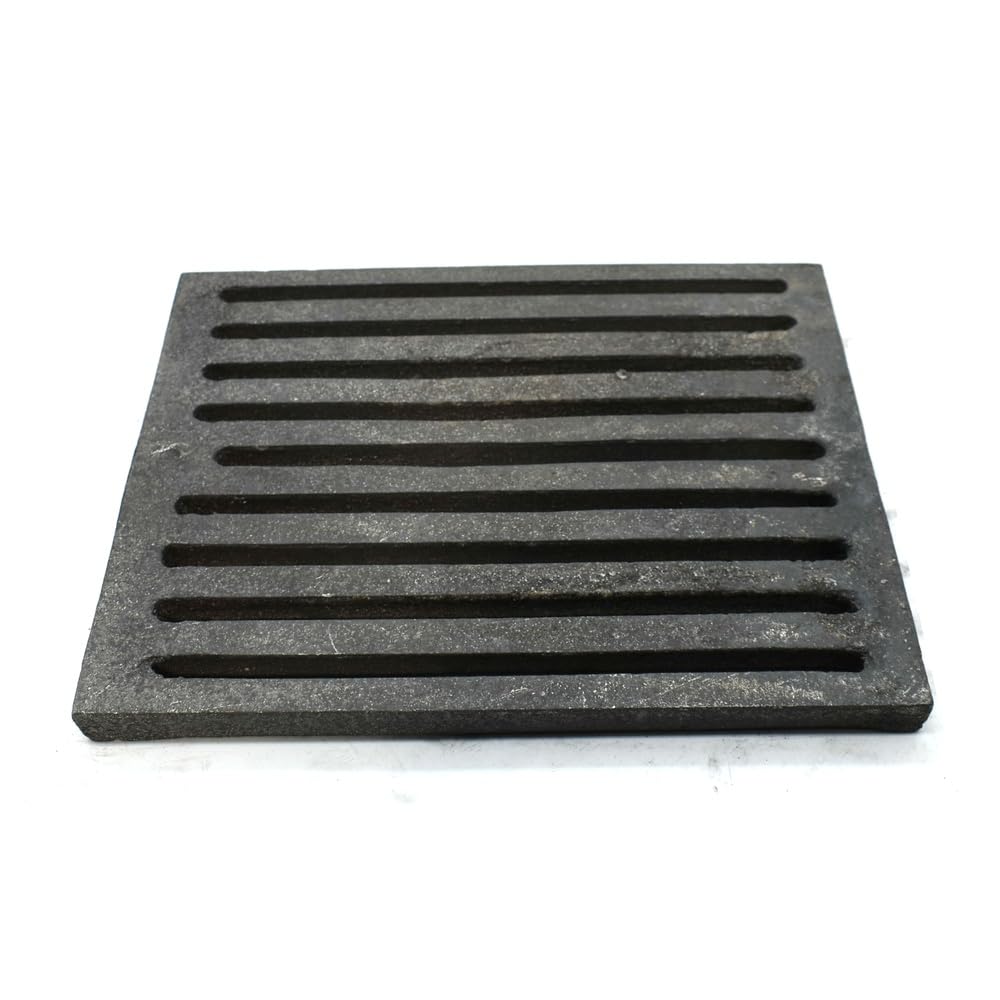 SEZAM Griglia in Ghisa, 28 x 23 cm, Metallizzato, Adatta per Forno e Camino