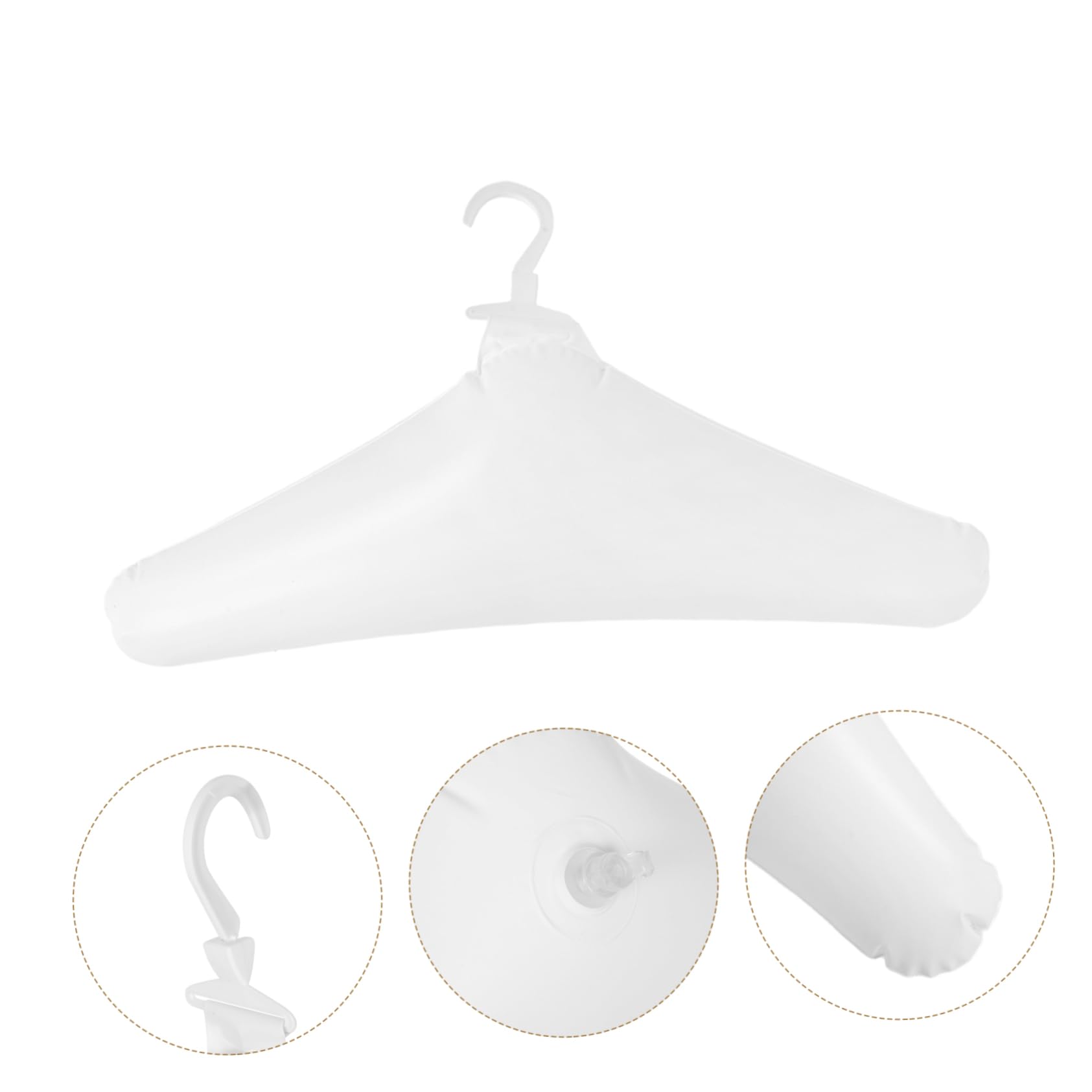 3 Stück-Pack Faltbare und Aufblasbare Reisekleiderbügel aus PVC mit Abgerundeten Kanten Weiß Multifunktional für Auto und Camping zum Trocknen von Kleidung
