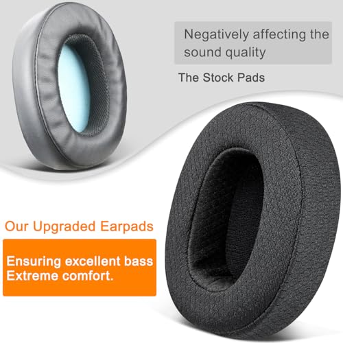 Image of SOULWIT Mesh Fabric Replacement Earpads for Skullcandy Hesh 3 /ANC /Evo & Crusher Wireless /540 /ANC /Evo & Venue ANC Over-Ear Headphones, Ear Pads Cushions with Noise Isolation Foam - Black