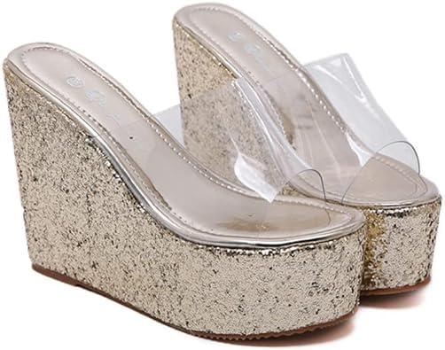 UUNDA Fashion Transparent Wedge Heel Platform Sandals (Gold, 3) (B0CSYLD3VD) Amazon Price History, Amazon Price Tracker