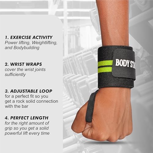 Image of Pro Weightlifting Wrist Wraps with Thumb Loop | Adjustable Gym Wrist Support for Men & Women - Powerlifting, Crossfit, Strength Training & Pain Relief