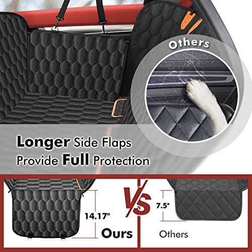 Dog Car Seat Cover, 100% Waterproof Dog Hammock for Door Scratchproof, 600D Nonslip Back Seat Cover with Mesh Window and Storage Pocket for Cars Trucks and SUV