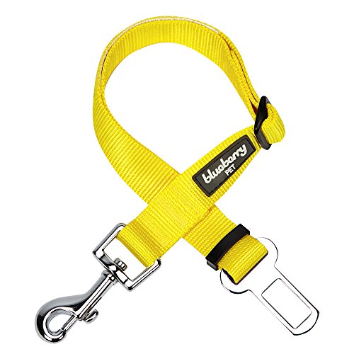 Blueberry Pet Essentials 19 Colors Classic Dog Seat Belt Tether for Dogs Cats, Blazing Yellow, Durable Safety Car Vehicle Seatbelts Leads Use with Harness