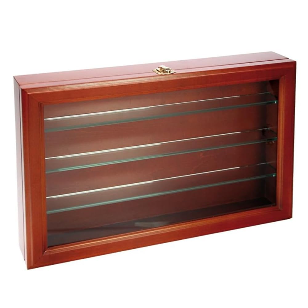 SAFE Holzvitrine mit Echtglasböden, 36 x 24 x 7 cm, mahagonifarben