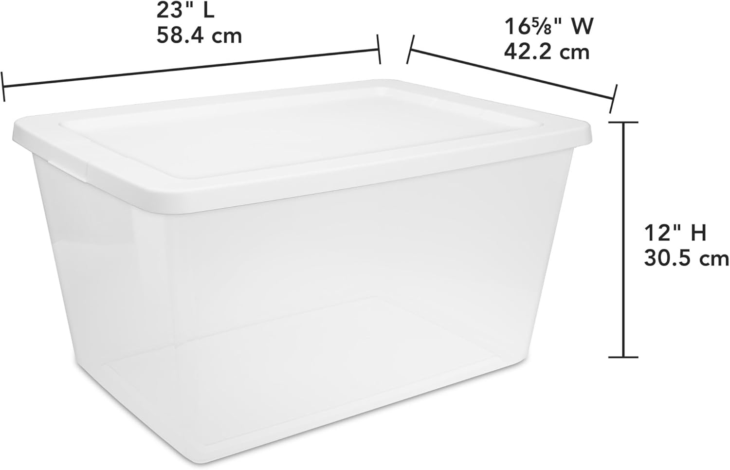 2-Pack 58 Quart Clear Storage Bins with Snap-On White Lids, Stackable Plastic Containers for Home Organization, Closet, Bedroom, Garage Storagea - Image 4