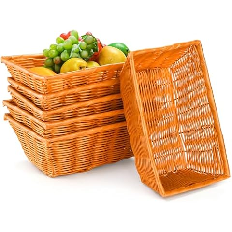 Coloch 6 Pack Poly Wicker Woven Bread Basket Cover