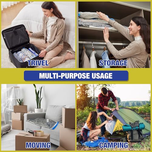 Image of Travel Vacuum Bags with Electric Pump for Luggage and Suitcase, Vacuum Seal Compression Packing Bags for Clothes Clothing, Combo 18 Pack