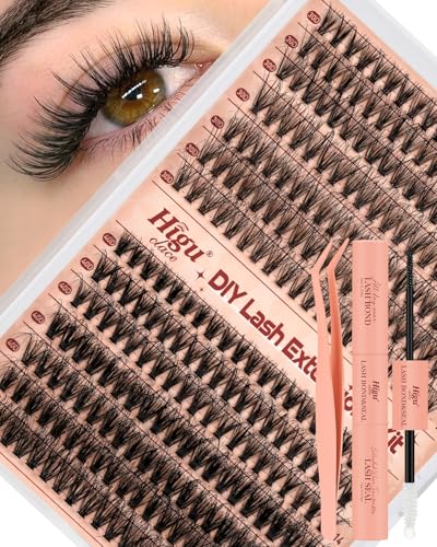 Higu clace Wimpern-Extensions 280Pcs 30D+40D Lash-Extension-Set Wimpern-Extensions-Set-7-tage halt mit Applikator und Wimpernkleber und Versiegelung (30D+40D Kit)