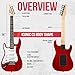 LyxPro CS 36” Left Hand Electric Guitar Kit for Beginner, Intermediate & Pro Players with Guitar, Amp Cable, 6 Picks & Learner’s Guide, Solid Wood Body, Volume/Tone Controls, 5-Way Pickup - Red