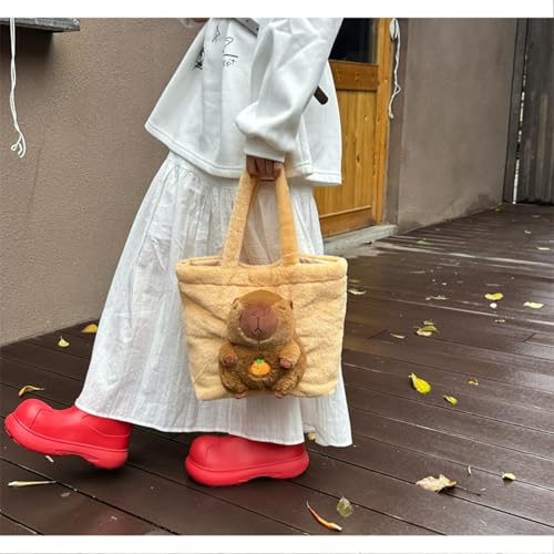 Cute Orange Capybara Kawaii Plush Tote & Shoulder Bag for Adults Ita Bag3