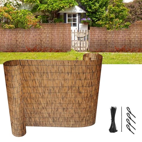 Personalizar Rollo De Valla De Caña Natural Valla Bambú Pantalla De Protección De Privacidad 60x300 80x500 100x600 120x700cmvalla De Jardín Impermeable/Transpirables Para Exterior Balcón Terraza(Carbo