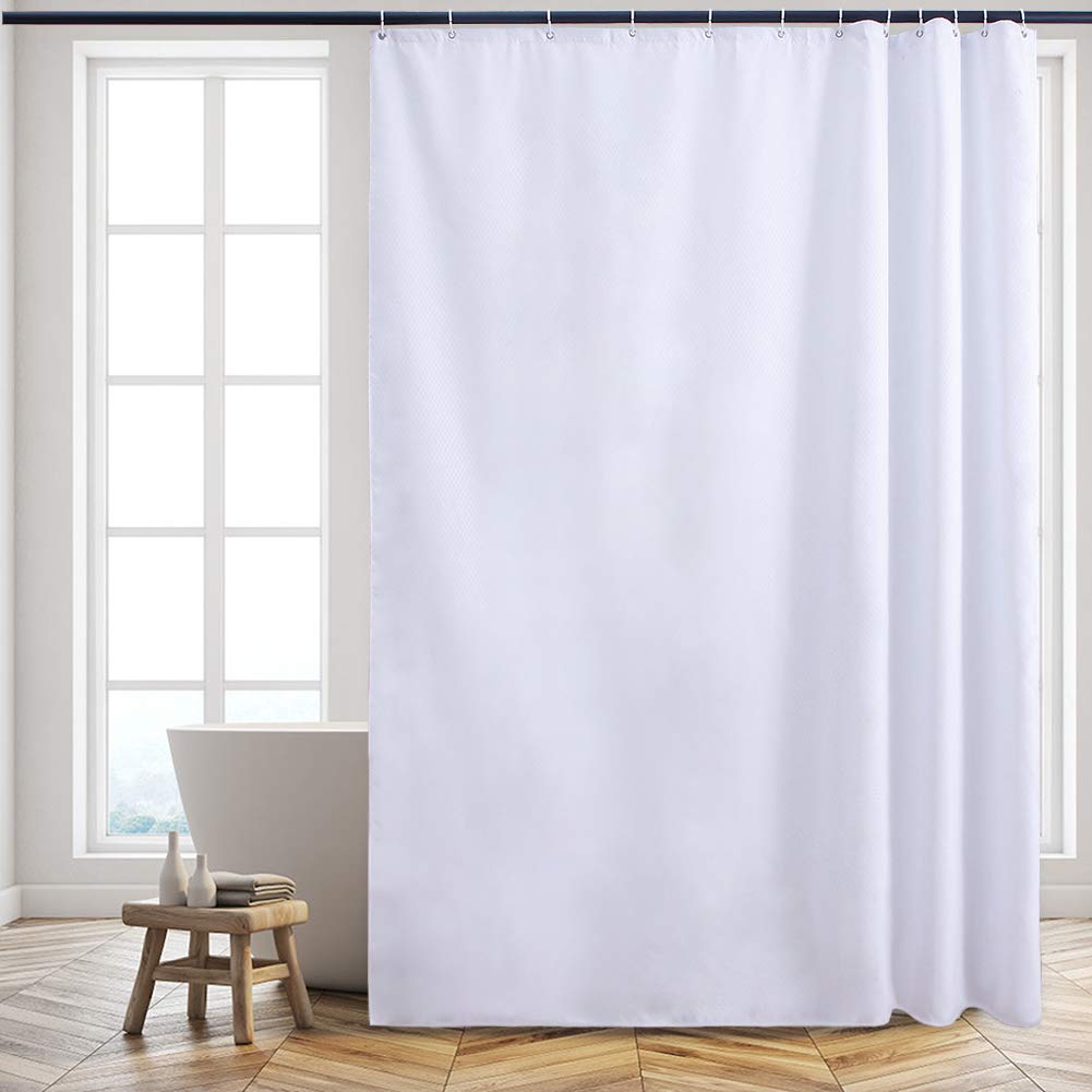 Furlinic Tende Doccia Anti-Muffa Tessuto in Poliestere, Grande Tende Doccia a Nido d'Ape Impermeabile &Lavabile,Tenda Vasca da Bagno con 12 Ganci Tenda Doccia Bianco-180x240cm.