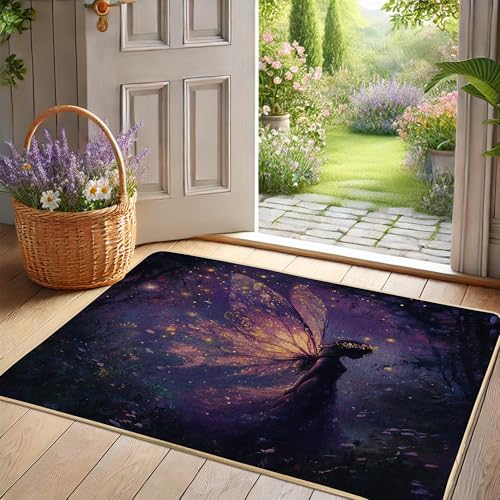 Tapete entrada mariposa violeta 16x24 pulg