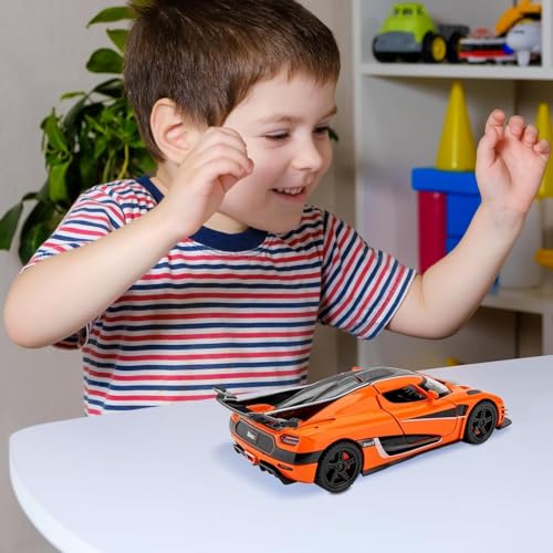 Image of Koenigsegg One Toy Car 1:32 Exclusive Alloy Metal Pull Back Die-cast Car Diecast Metal Pullback Toy car with Openable Doors & Light, Music Boys Gifts Toys for Kids【Colors as Per Stock】
