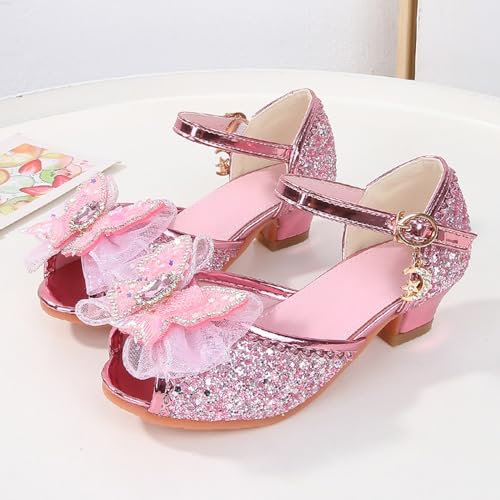 IWIHMIV Little Girls Princess Shoes Glittler Bow Dress Shoes for Gilrs Low Heels for Parties and Holiday Celebrations4