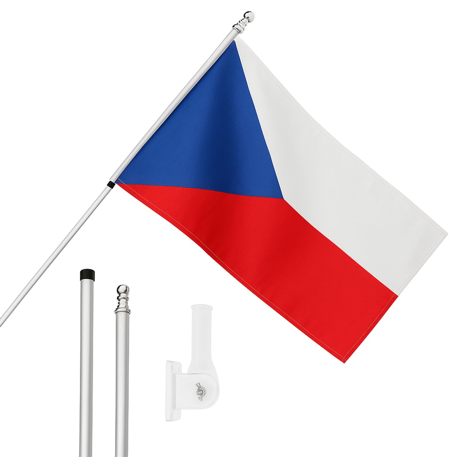Drapeau tchèque de 1,5 x 0,9 m pour pavoiser votre extérieur et animer vos soirées à thème