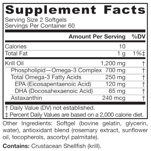 Jarrow Krill Oil, Phospholipid Omega-3 with Astaxanthin, 120 Softgels - image 9