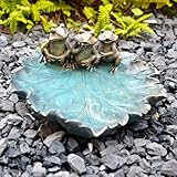 Frog Bird Feeders, Bird Baths for Outdoors, Resin Birdbath Bowl, Outdoor Polyresin Frogs on Leaf Bath Bowl for Outside Yard Table Decor