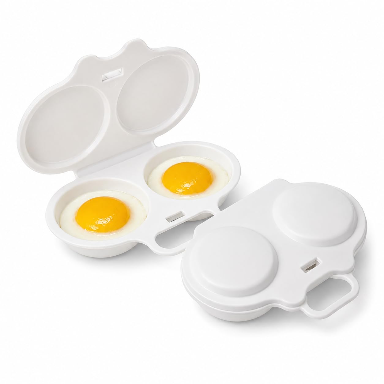2PCS Microwave Egg Poacher With Lid & Handle, Dual Cavity Microwave Egg Poacher, Reusable Nonstick Poached Egg Maker, Quick Oil-Free Cooking For Home Breakfast, Kitchen Gadgets
