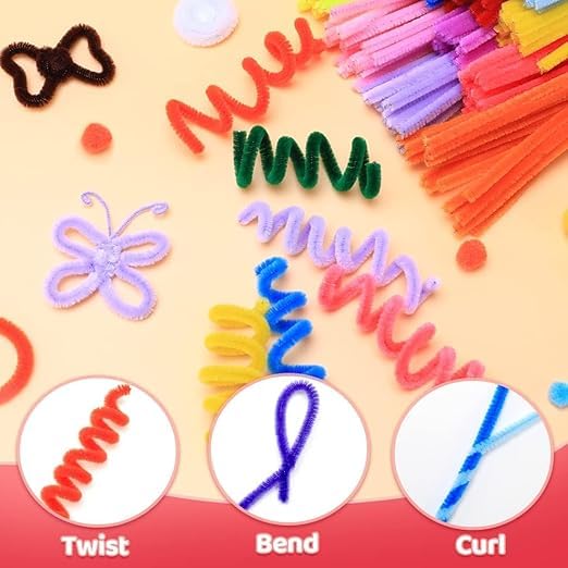 Image of 100Pcs Pipe Cleaners Craft Set | Chenille Stem Fuzzy Sticks DIY Craft Supplies for Art Projects Activities, Decorations, Flower Making, Modeling & Sculpting(Multi color)