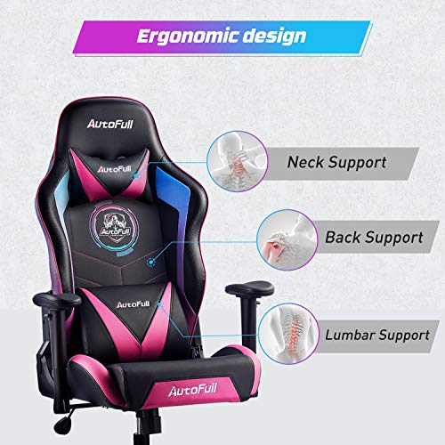 AutoFull Gaming Chair Racing stijl Ergonomische High-Back bureaustoel met Pu Leer, Verstelbare Hoogte en armen… - Image 5