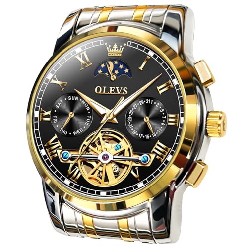 Image of OLEVS Watch Men Luxury Big Face Dress Easy Read Mens Watches with Date Waterproof Luminous Stainless Steel Watches for Men Business Fashion Analog Quartz Men's Wrist Watches Rotatable Bezel Men Watch