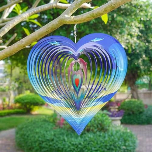 Carillon de vent chat bleu en métal et attrape-vent décoratif pour jardin - 6