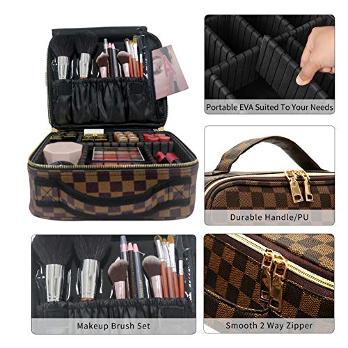 Makeup Bag Train Case Portable Travel Makeup Case Storage PU Leather Cosmetic Organizer for Girl Cosmetic Make Up Tools Toiletry Jewelry Digital Accessories