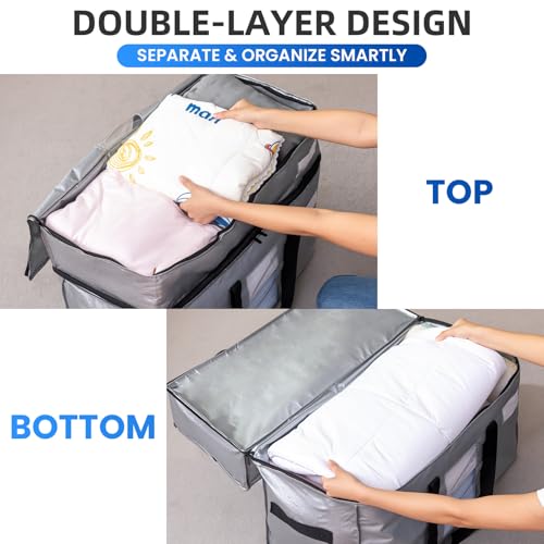 Image of TAILI 2 Tier Extra Large Moving Bags, 2 Pack Silver Heavy Duty Totes For Storage with Visible Window, Wrap Around Handles, Storage Bags for Space Saving, Alternative to Moving Boxes