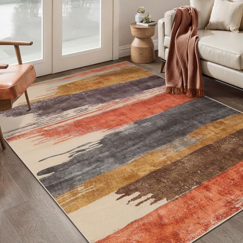 Ciicool 3x5 Rugs for Entryway, Modern Abstract Washable Soft Carpet Red