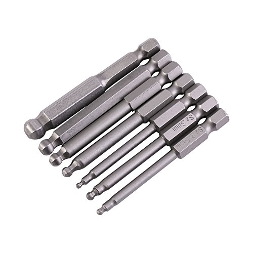 Lot de 7 Embouts de Tournevis Hexagonaux à Extrémité Sphérique, Embouts Allen à Tête Sphérique Magnétique 2 Mm 2,5 Mm 3 Mm 4 Mm 5 Mm 6 Mm 8 Mm Tige...