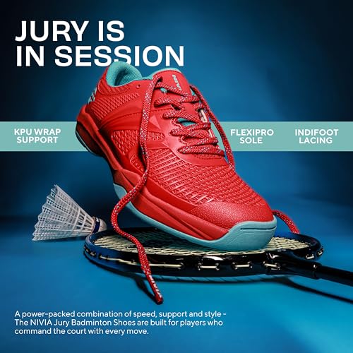 Image of Nivia Jury Badminton Shoes for Men, Air Mesh & PU Upper, TPU Shank Plate Outsole, Ortholite Foam Insock, Designed for Serious Badminton Players