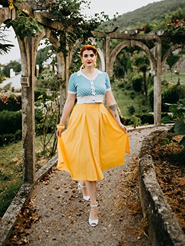 Image of Belle Poque Women's Midi Pleated A-Line Skirts Pockets