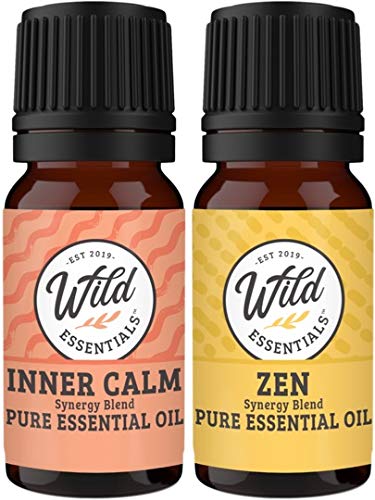Wild Essentials Inner Calm and Zen 100% Pure Essential Oil Blend Combo Pack, Two 10 ml Bottles, Therapuetic Grade All Natural Aromatherapy, Great for Anxiety and Stress, Made in The USA