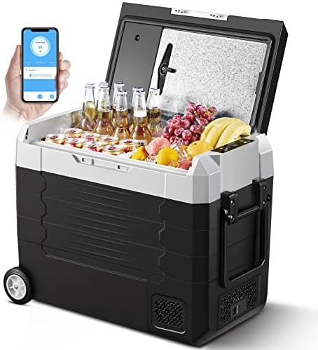 AAOBOSI 12 Volt Car Refrigerator - 59 Quart (55L) WIFI Portable Refrigerator Freezer with Dual Zone Single Temperature（-4℉-68℉ - Electric Cooler with DC 12/24V and AC 100-240V - Compressor Cooler