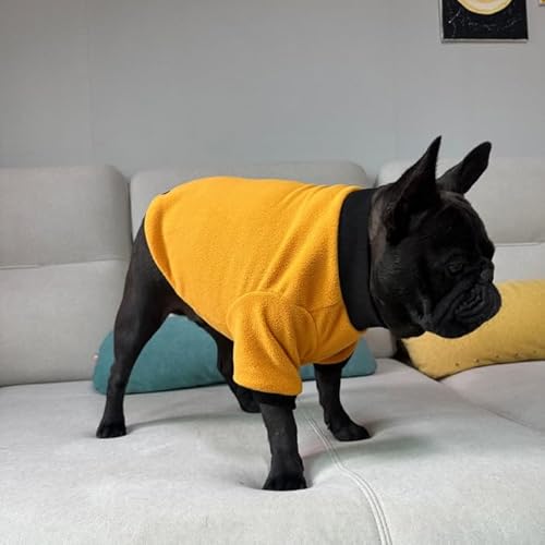 D DOGGY STAR フレブル 服 フレンチブルドッグ フリース 無地 長袖 Tシャツ 冬 イングリッシュブルドッグ パグ ペット服 犬服 フレブル コカパパ (黄色, 4XL)