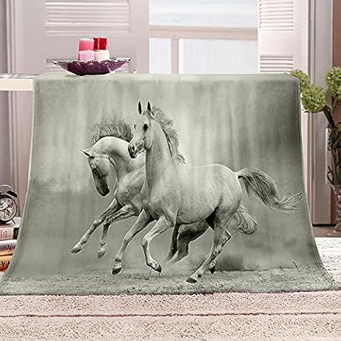 BWBJJ Blankets Bed Throws Adult Children 3D Printed White horse 27.6x39.4 inch Flannel Microfiber Super Soft Fluffy Warm Bedding Living Room Sofa Camping Picnic Blanket Cover