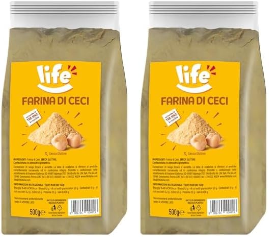 Life | Farina di Ceci, Farina Senza Glutine Ricca di Fibre e Proteine, Versatile per le tue Ricette, Formato Convenienza 500g (Confezione da 2)
