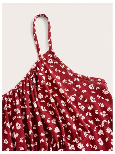 Image of BEAUDRM Women's Plus Size Floral Cami Dress Bow Tie Knot Sleeveless A Line Flared Dresses