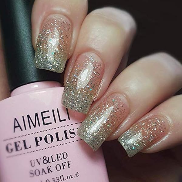 AIMEILI Гелевые лаки для ногтей Nude Pink Black White Glitter Gel Polish Set Soak Off UV LED — набор для маникюрного салона, гелевые лаки, набор для маникюра — долговечные и простые в нанесении, 6 шт. x
