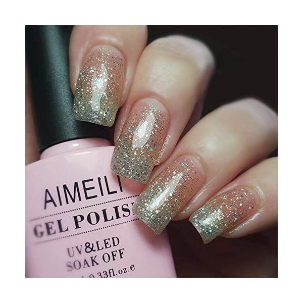 AIMEILI-Esmalte-Semipermanente-De-Unas-Soak-Off-UV-LED-Unas-De-Gel-Silver-Glitter-10ml